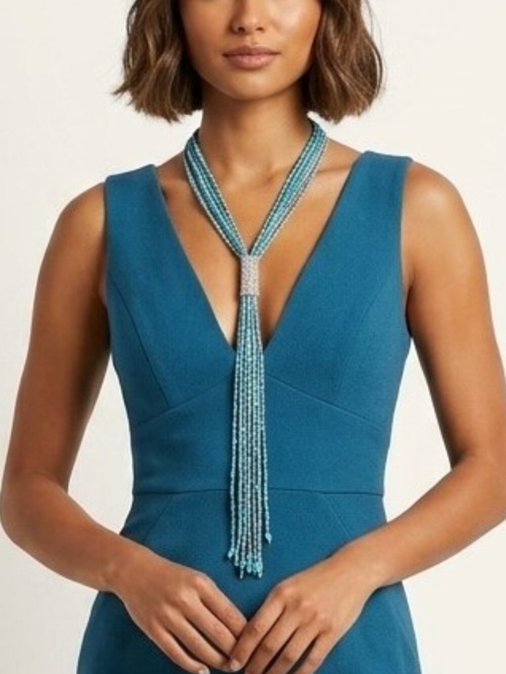 Multi Strand Faux Turquoise Bead Necklace